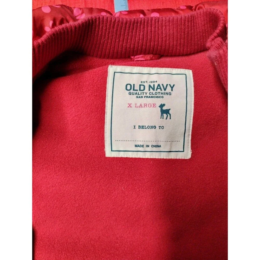Old Navy Girls Puffy Vest Flowers Size X Large Red